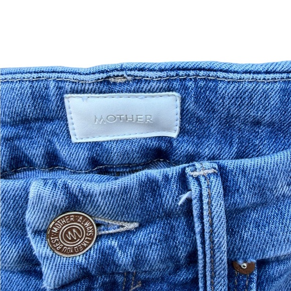 MOTHER Light Blue High-Rise Skinny Jeans with Knee Rips - Picture 8 of 10